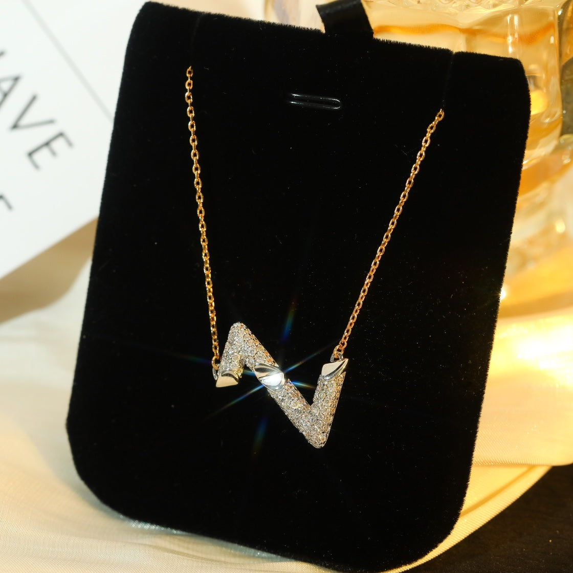 [VA]VOLT SILBER DIAMANT ANHÄNGER HALSKETTE