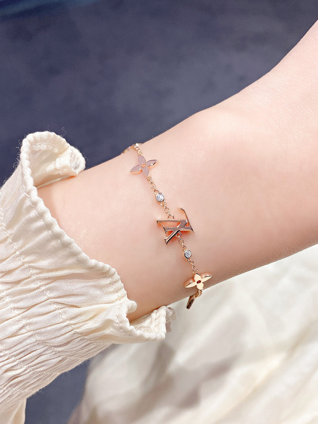 [VA]STAR AND SUN 7 MOTIFS GOLD BRACELET