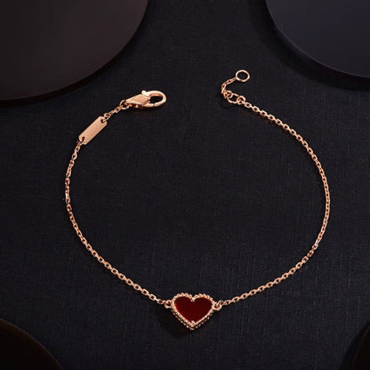 [VA]HEART CARNELIAN PINK GOLD BRACELET