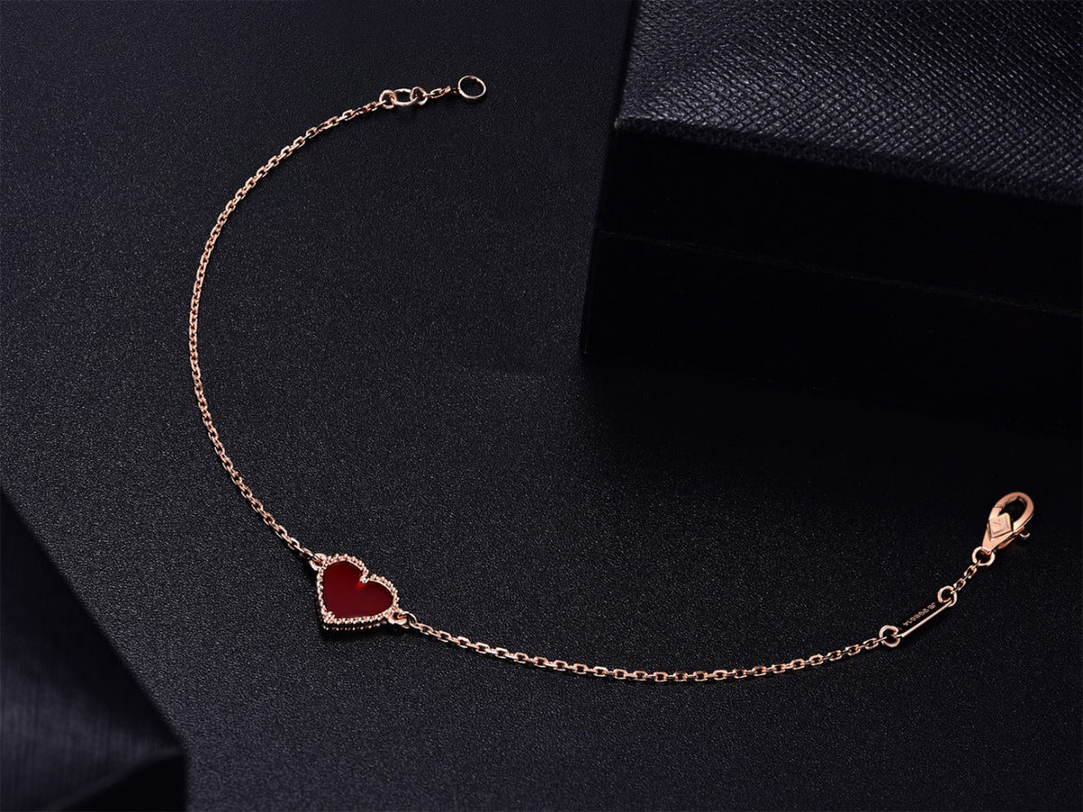 [VA]HEART CARNELIAN PINK GOLD BRACELET