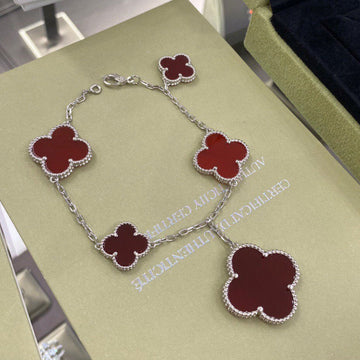 [VA]CLOVER 5 MOTIVE ARMBAND SILBER KARNEOL