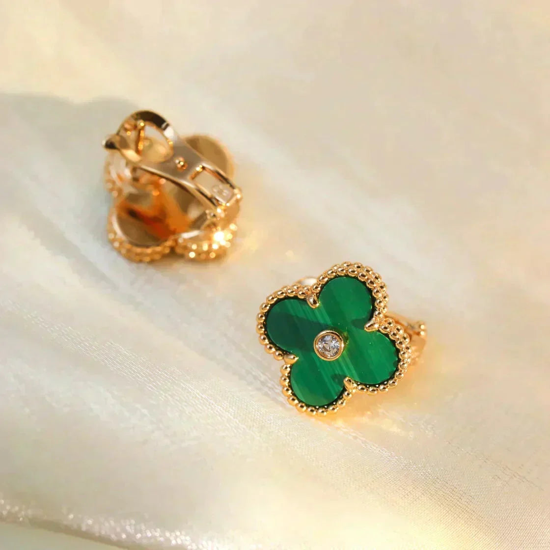 [VA]CLOVER MEDIUM 1 MOTIV MALACHIT DIAMANT OHRRINGE