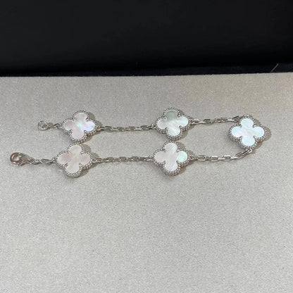 [VA]LUCKY CLOVER 5-MOTIF BRACELET - WHITE MOTHER-OF-PEARL COLLECTION
