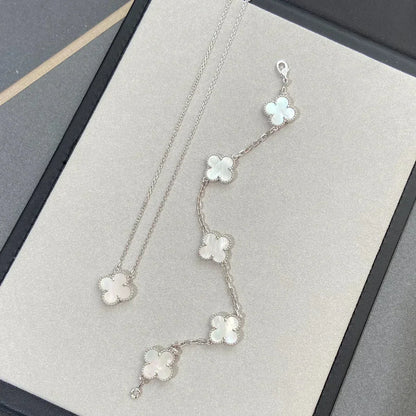 [VA]LUCKY CLOVER 5-MOTIF BRACELET - WHITE MOTHER-OF-PEARL COLLECTION