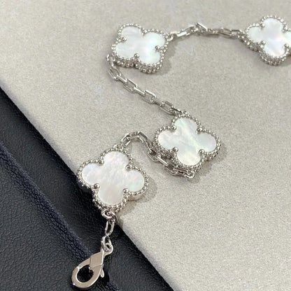 [VA]LUCKY CLOVER 5-MOTIF BRACELET - WHITE MOTHER-OF-PEARL COLLECTION