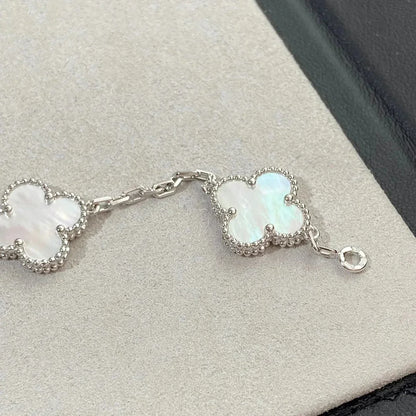 [VA]LUCKY CLOVER 5-MOTIF BRACELET - WHITE MOTHER-OF-PEARL COLLECTION