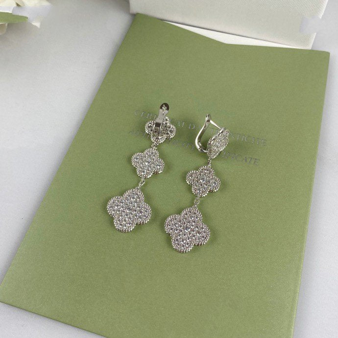 [VA]CLOVER 3-MOTIV-DIAMANT-SILBER-HÄNGE OHRRINGE