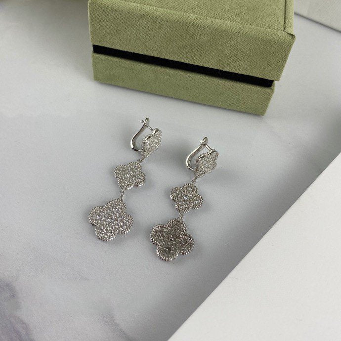 [VA]CLOVER 3-MOTIV-DIAMANT-SILBER-HÄNGE OHRRINGE