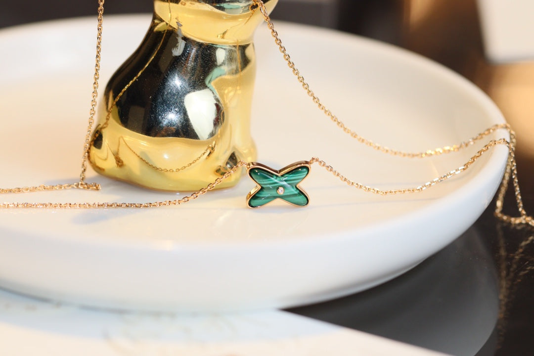 [VA]JEUX MALACHITE 1 ダイヤモンド ピンクゴールド ネックレス
