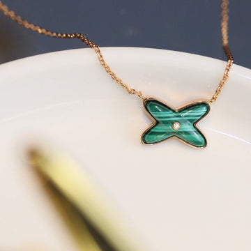 [VA]JEUX MALACHITE 1 ダイヤモンド ピンクゴールド ネックレス