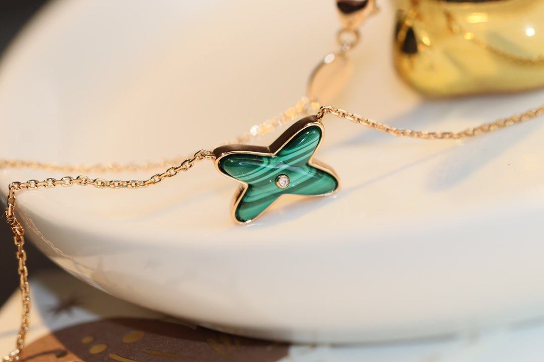 [VA]JEUX MALACHITE 1 ダイヤモンド ピンクゴールド ネックレス