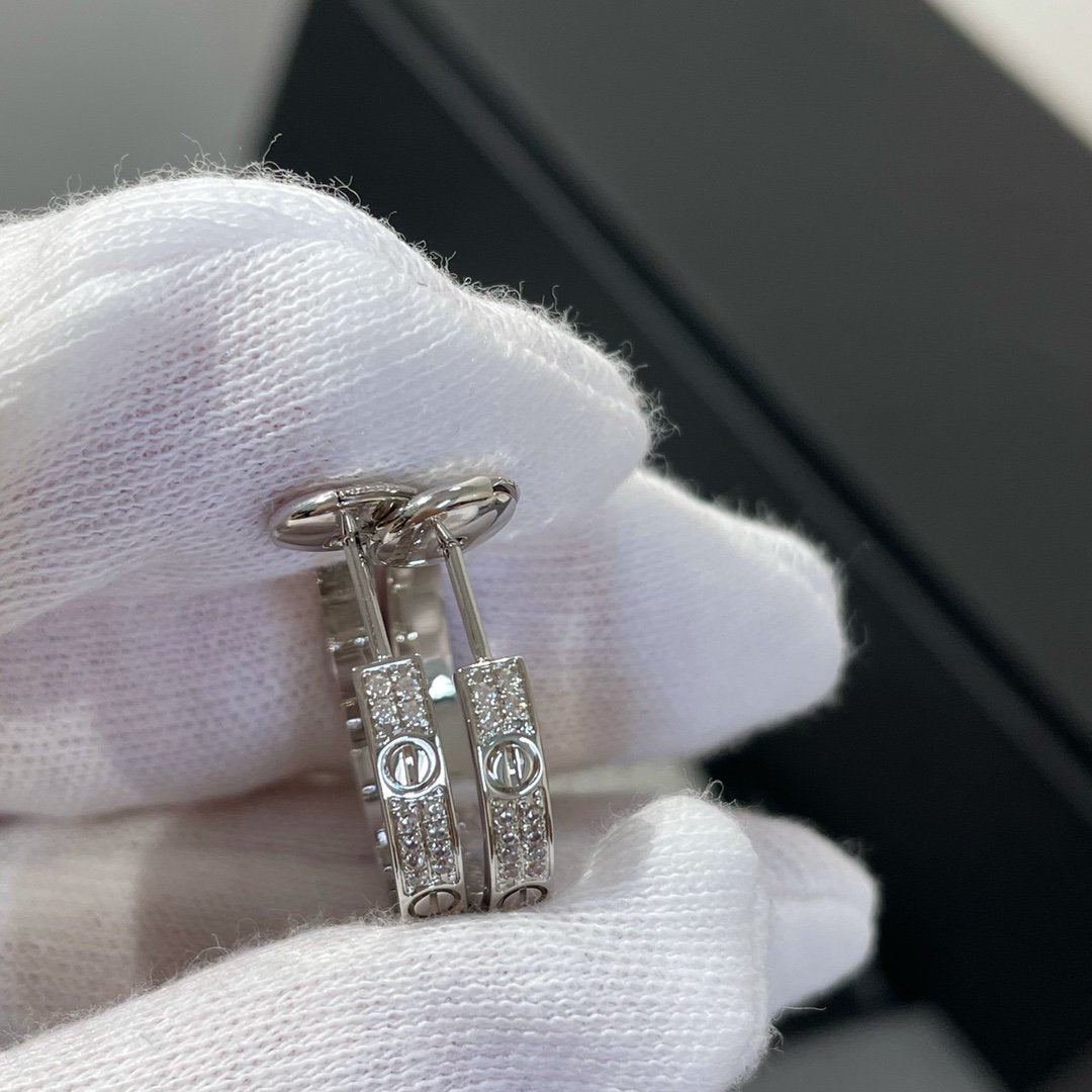 [VA]LOVE DIAMOND SILVER HOOP EARRINGS
