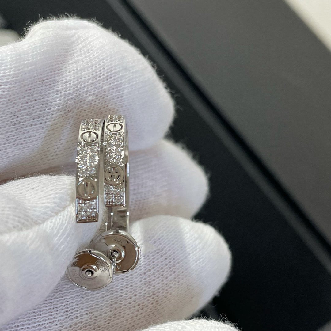 [VA]LOVE DIAMOND SILVER HOOP EARRINGS