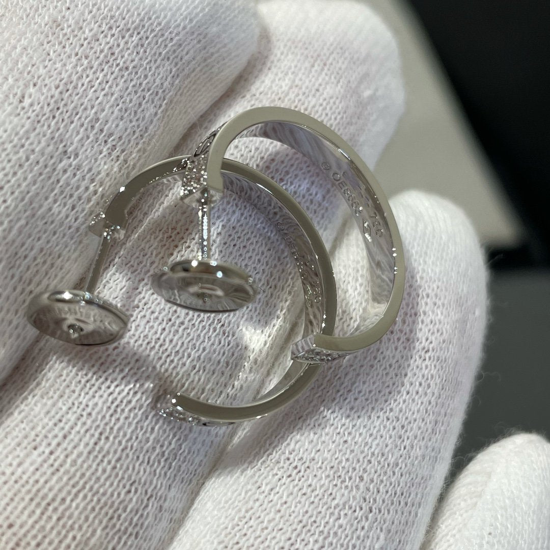 [VA]LOVE DIAMOND SILVER HOOP EARRINGS