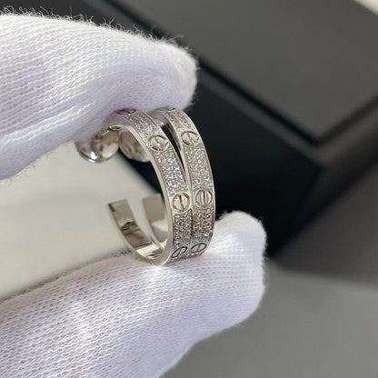 [VA]LOVE DIAMOND SILVER HOOP EARRINGS
