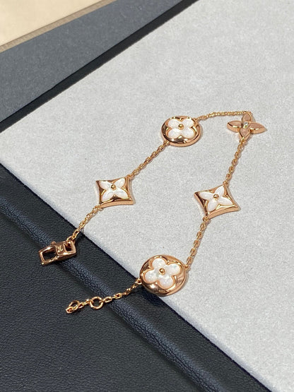 [VA]STAR AND SUN 5 MOTIF MOP PINK GOLD BRACELET