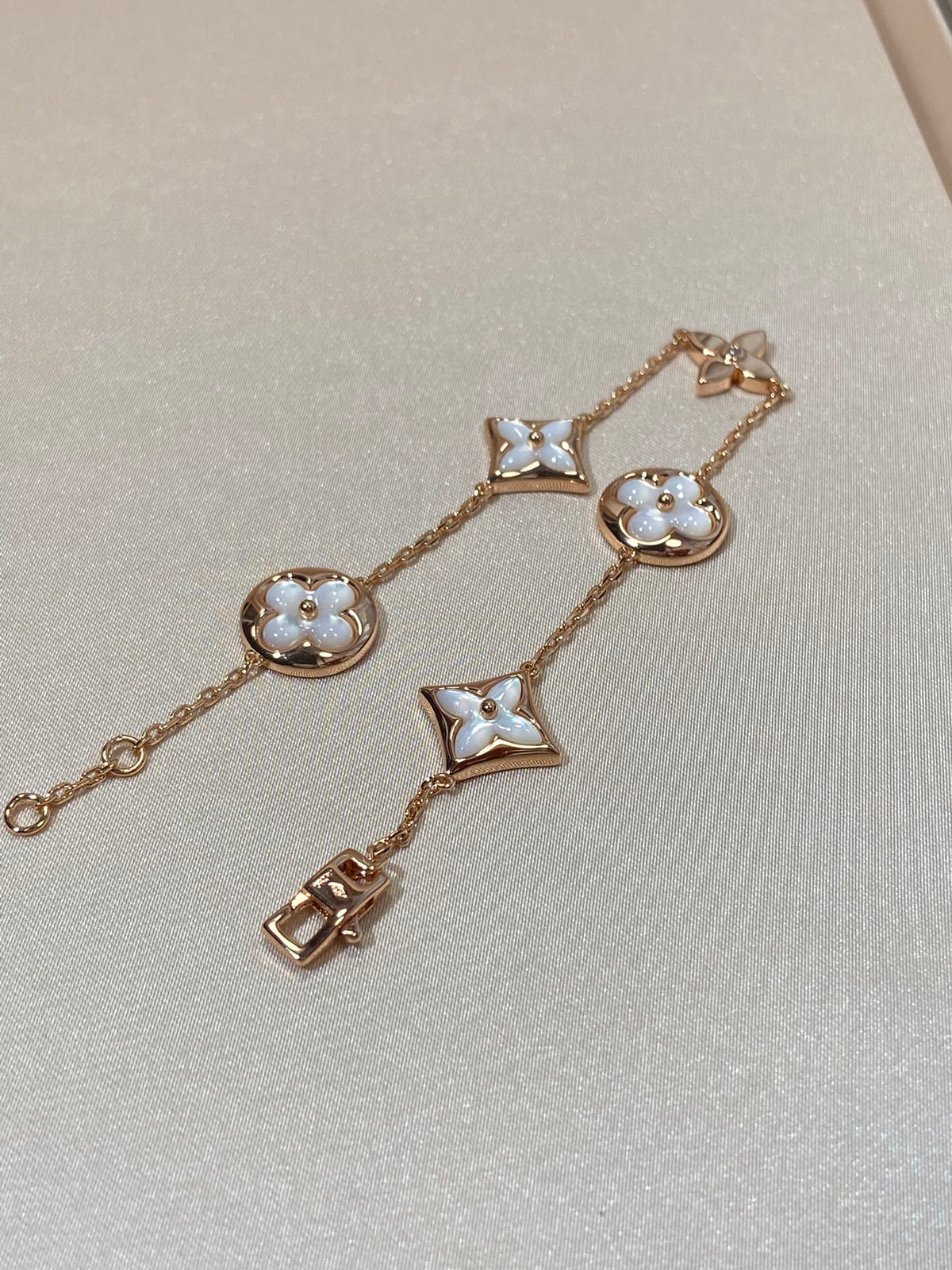 [VA]STAR AND SUN 5 MOTIF MOP PINK GOLD BRACELET