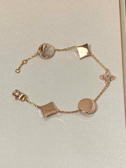 [VA]STAR AND SUN 5 MOTIF MOP PINK GOLD BRACELET