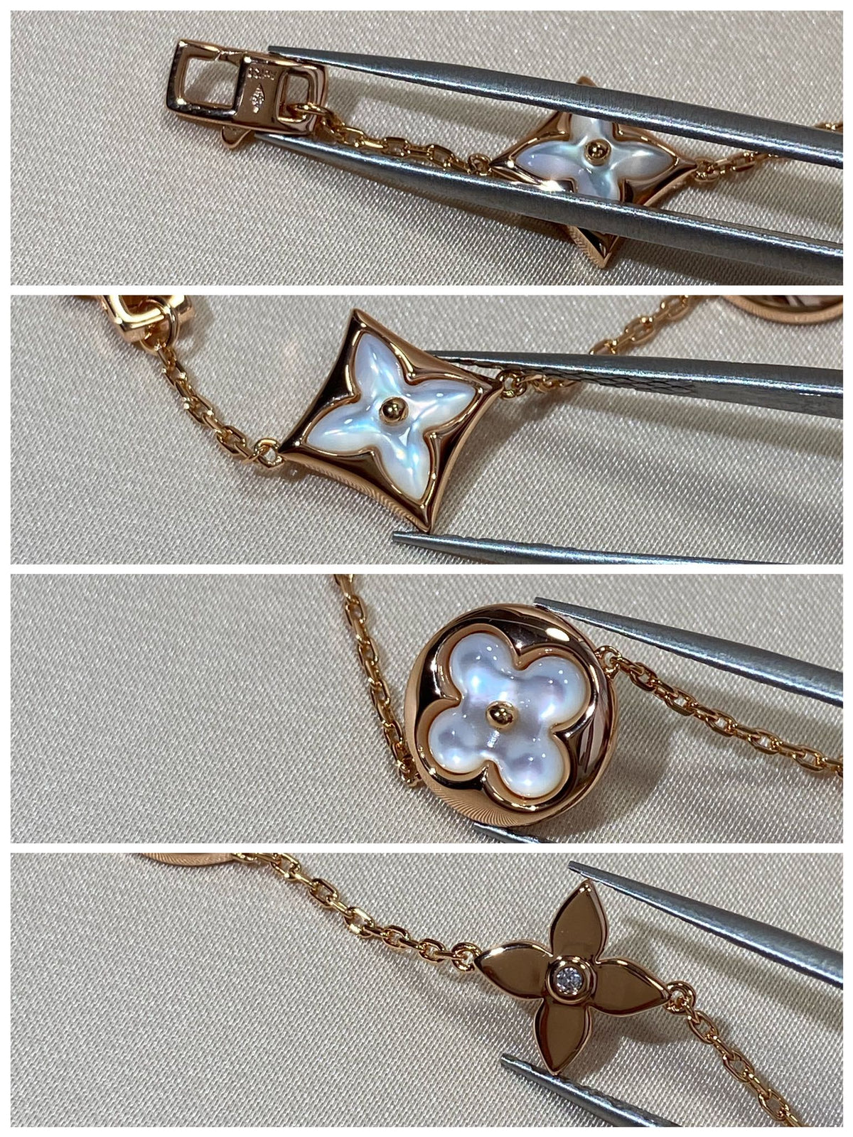 [VA]STAR AND SUN 5 MOTIF MOP PINK GOLD BRACELET