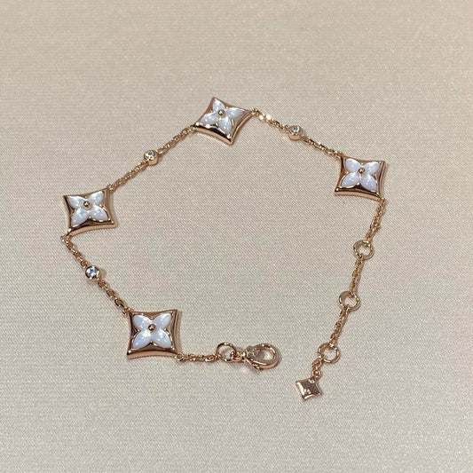 [VA]STAR 4 MOTIF MOP DIAMOND PINK GOLD BRACELET