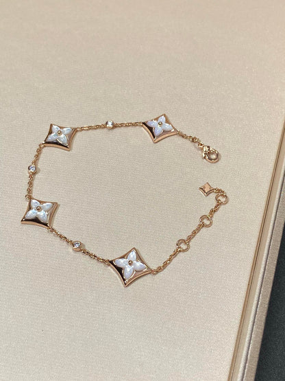 [VA]STAR 4 MOTIF MOP DIAMOND PINK GOLD BRACELET
