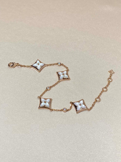 [VA]STAR 4 MOTIF MOP DIAMOND PINK GOLD BRACELET