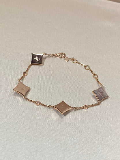 [VA]STAR 4 MOTIF MOP DIAMOND PINK GOLD BRACELET