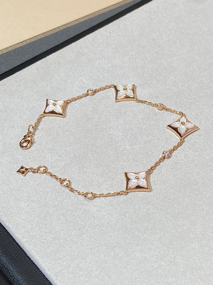 [VA]STAR 4 MOTIF MOP DIAMOND PINK GOLD BRACELET