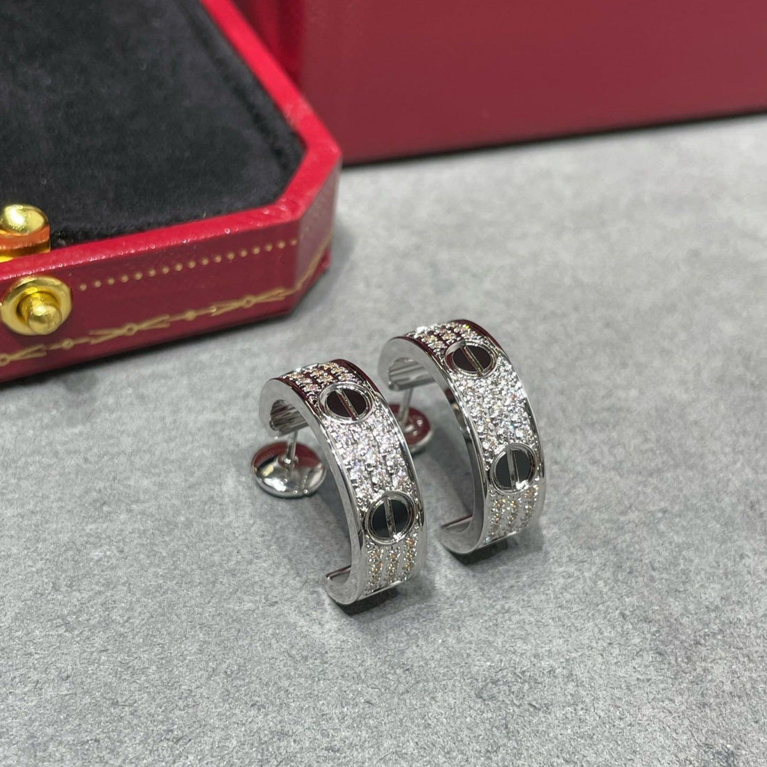 [VA]LOVE KERAMIK-DIAMANT-PAVÉ-SILBEROHRRINGE