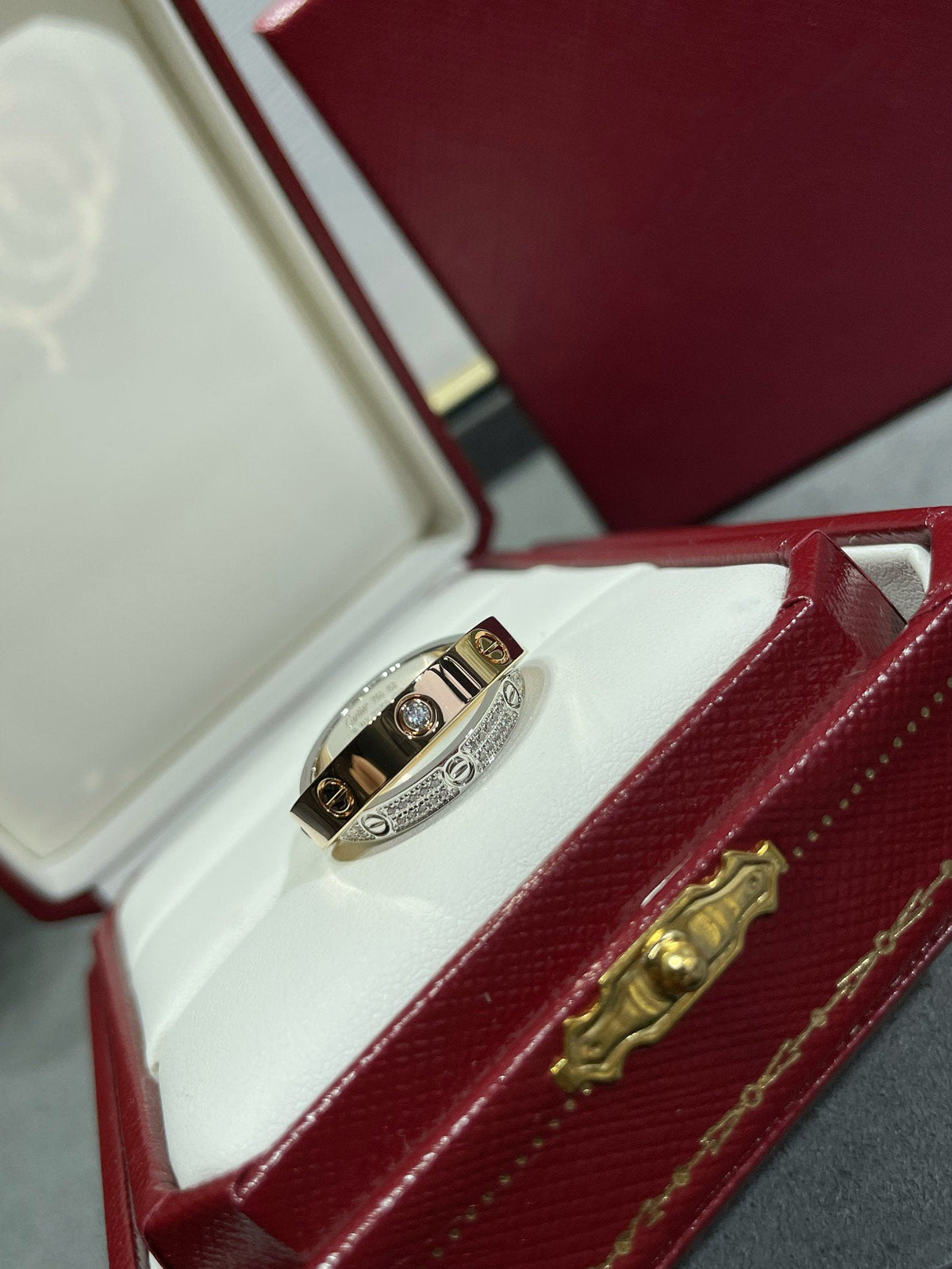 [VA]LIEBE PINK GOLD SILBER DIAMANT DOPPELRING