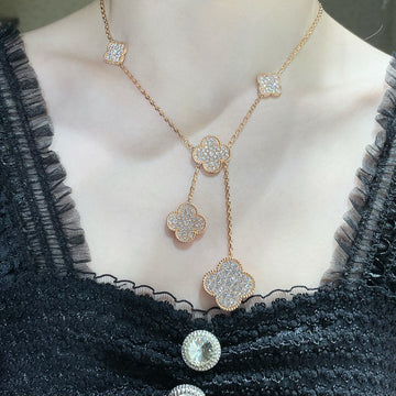 [VA]CLOVER 6-MOTIV-HALSKETTE MIT DIAMANT-PAVÉ
