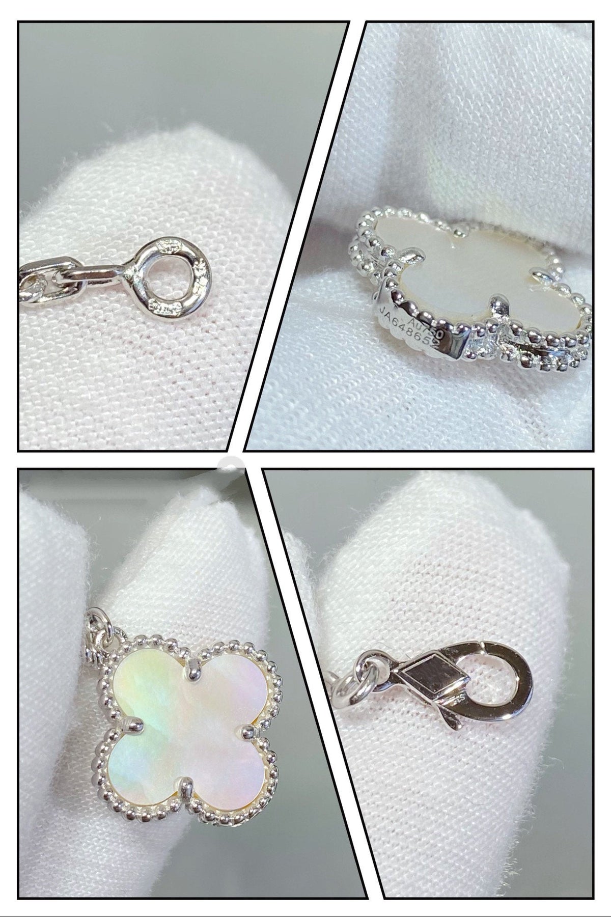 [VA]CLOVER 5 MOTIF WHITE MOP SILVER BRACELET