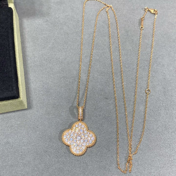 [VA]CLOVER 25MM GROSSER ANHÄNGER MIT DIAMANT-PAVÉ LANGE HALSKETTE