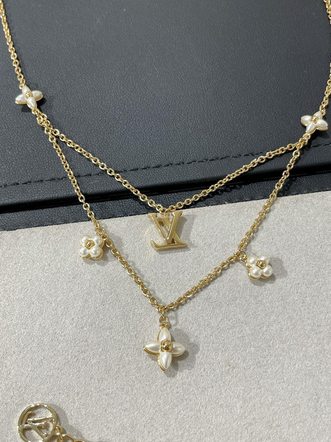 [VA]FLOWERGRAM GOLD MOP DOPPELREIHIGE HALSKETTE