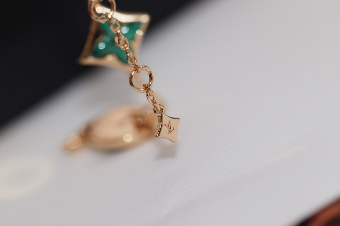 [VA]STAR AND SUN 4 MOTIF PINK GOLD MALACHITE BRACELET
