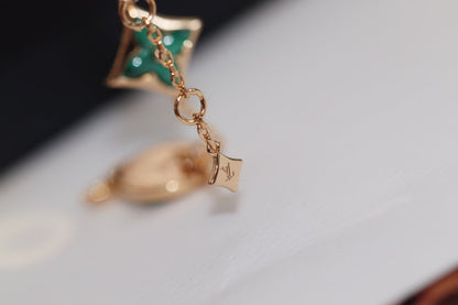 [VA]STAR AND SUN 4 MOTIF PINK GOLD MALACHITE BRACELET