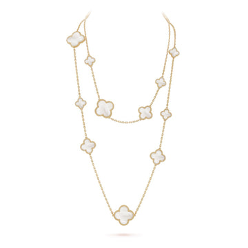 [VA]CLOVER 16 MOTIV WEISSES PERLMUTT GOLD HALSKETTE