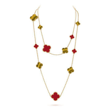 [VA]CLOVER 16 MOTIV KARNEOL TIGERAUGE ROSÉGOLD HALSKETTE