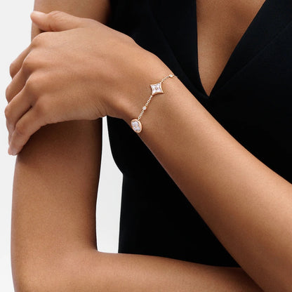[VA]STAR AND SUN 4 MOTIF WHITE MOP PINK GOLD BRACELET