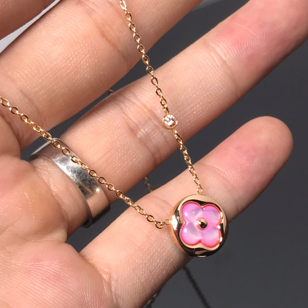 [VA]COLOR BLOSSOM HALSKETTE, ROSA PERLMUTT, GELBGOLD