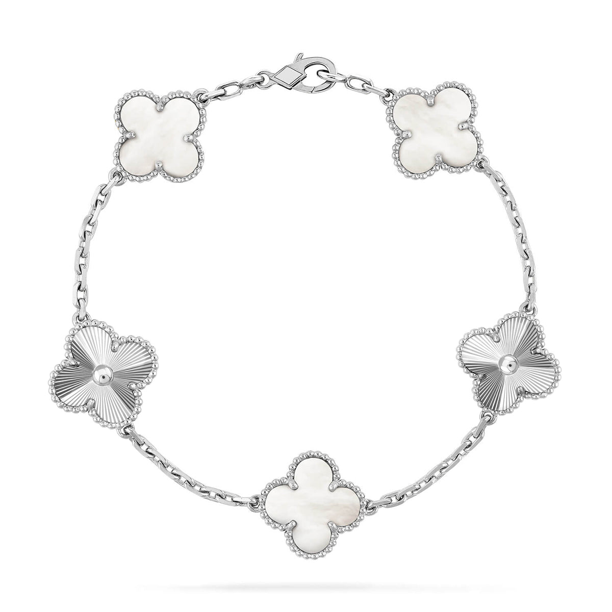 [VA]LUCKY CLOVER 5-MOTIF BRACELET - WHITE MOTHER-OF-PEARL COLLECTION