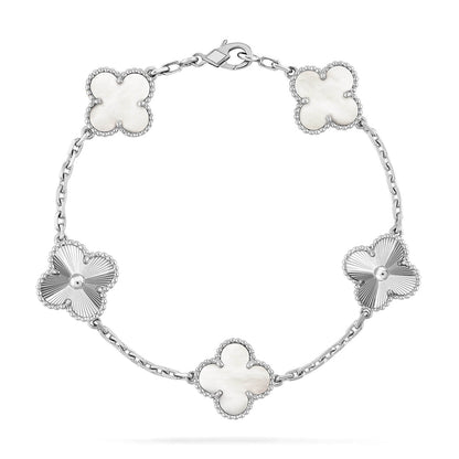 [VA]LUCKY CLOVER 5-MOTIF BRACELET - WHITE MOTHER-OF-PEARL COLLECTION