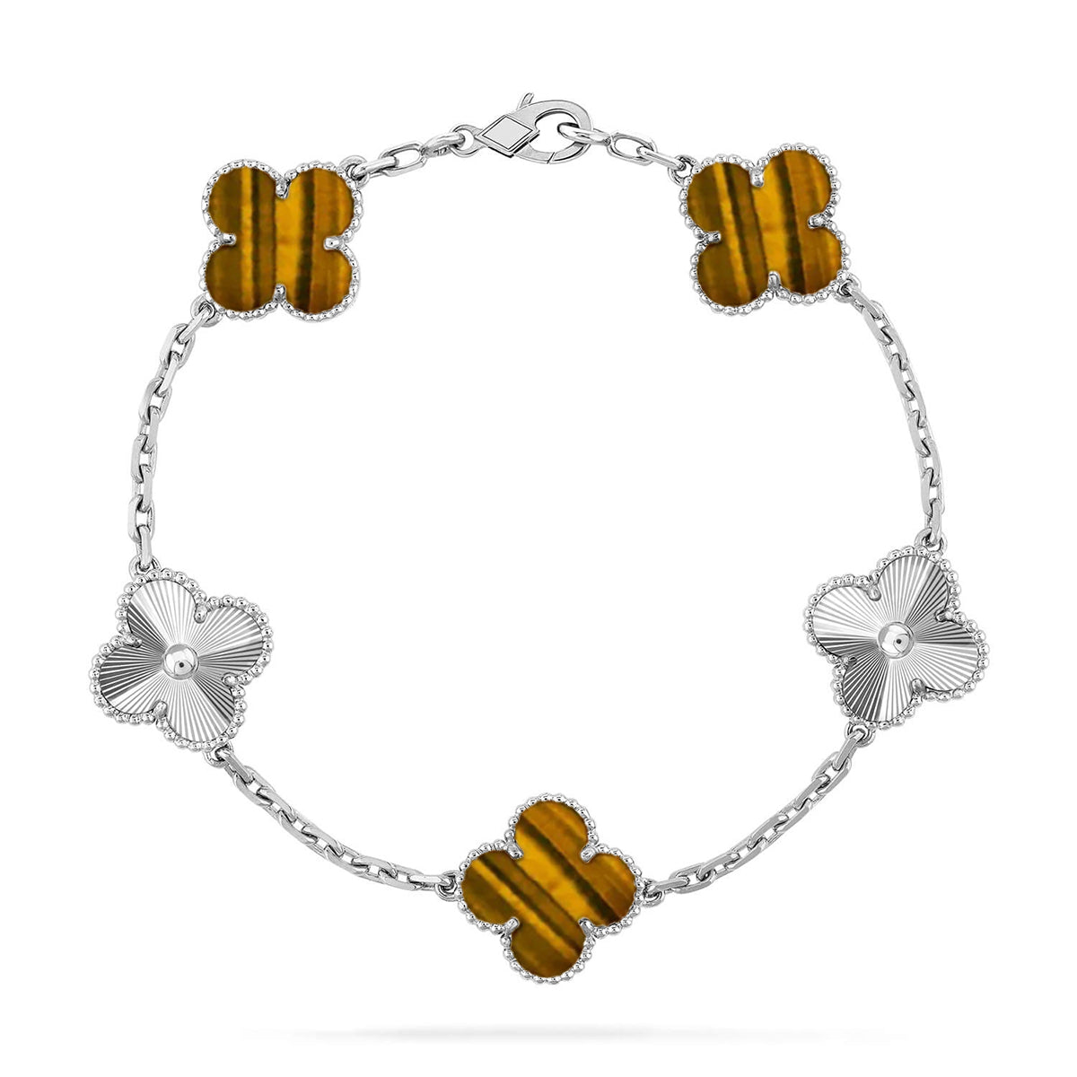 [VA]LUCKY CLOVER 5-MOTIF BRACELET -  TIGER’S EYE COLLECTION
