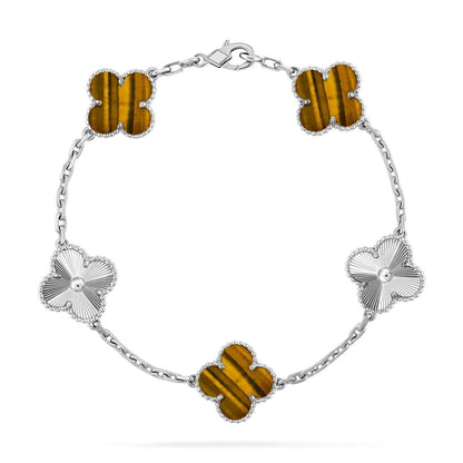 [VA]LUCKY CLOVER 5-MOTIF BRACELET -  TIGER’S EYE COLLECTION