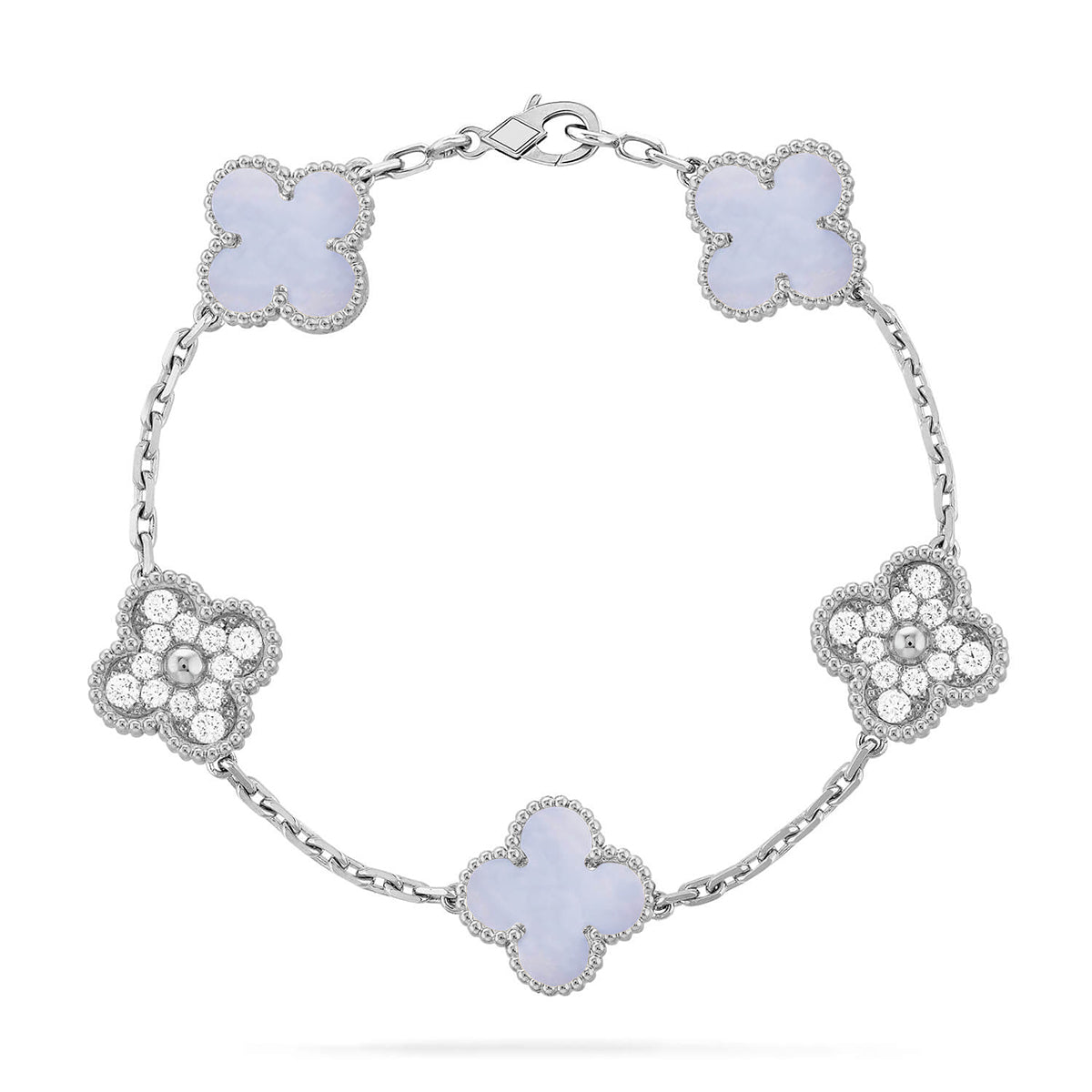 [VA]LUCKY CLOVER 5-MOTIV-ARMBAND - KOLLEKTION VIOLETTES CHALCEDON