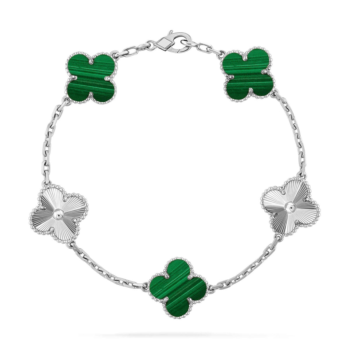 [VA]LUCKY CLOVER 5-MOTIF BRACELET - MALACHITE COLLECTION