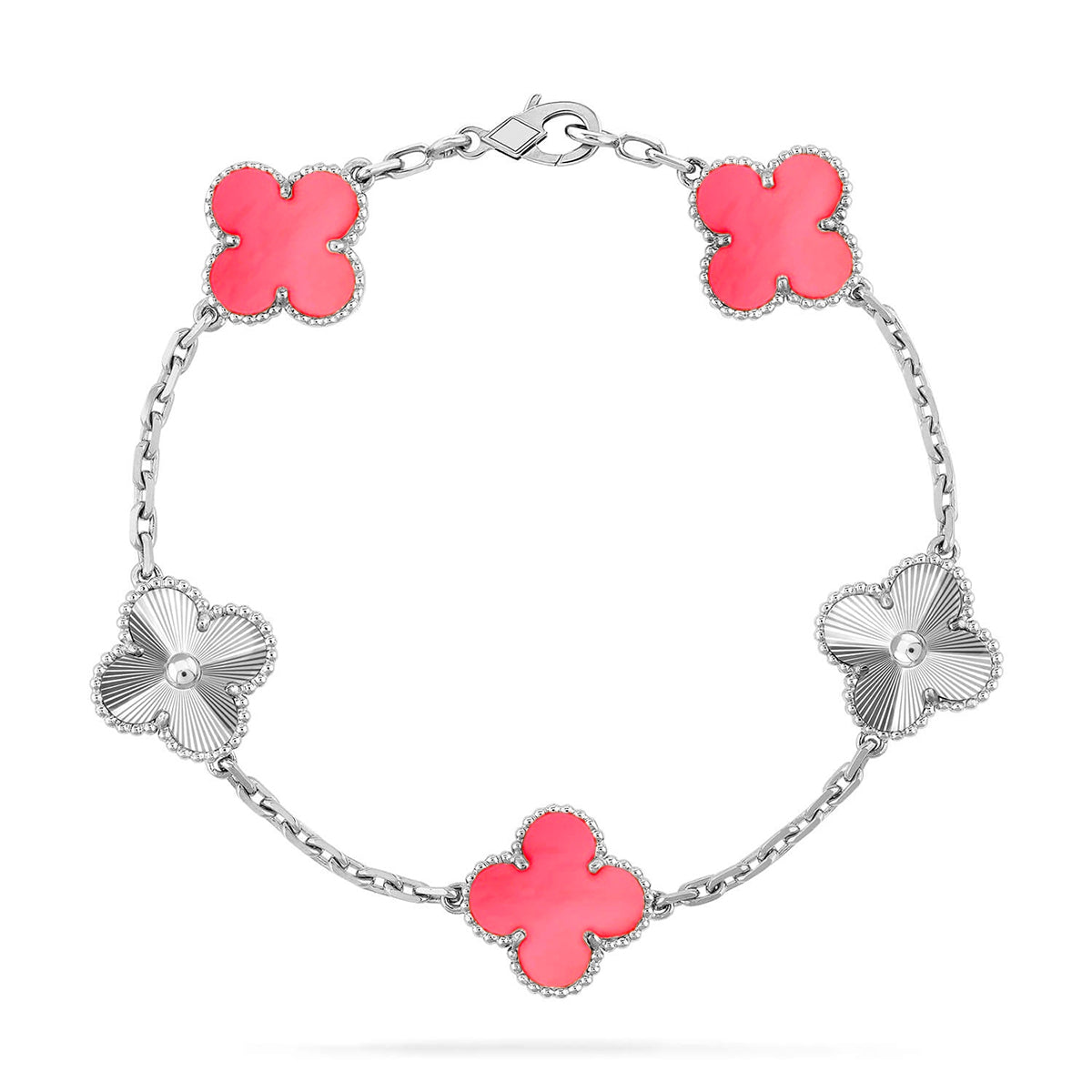 [VA]LUCKY CLOVER 5-MOTIF BRACELET - PINK MOTHER-OF-PEARL COLLECTION