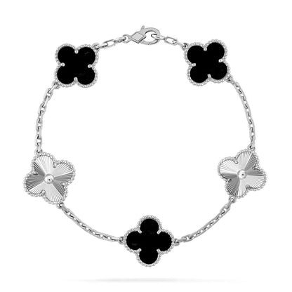 [VA]LUCKY CLOVER 5-MOTIF BRACELET - BLACK OXNY COLLECTION