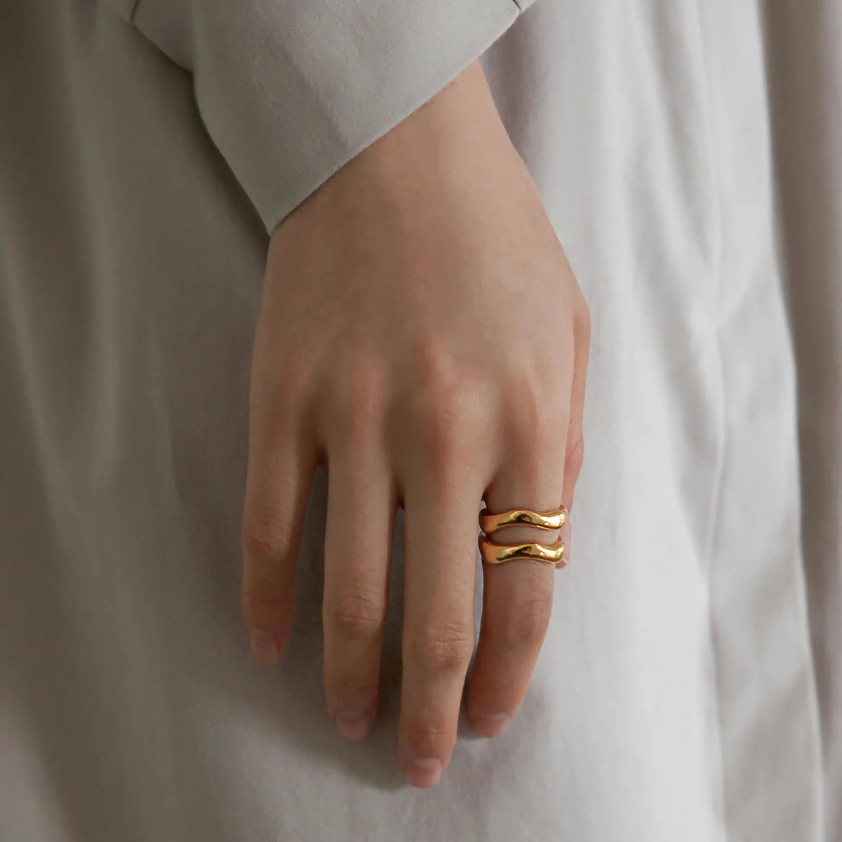 [VA]Lunaria Gold Wave Ring