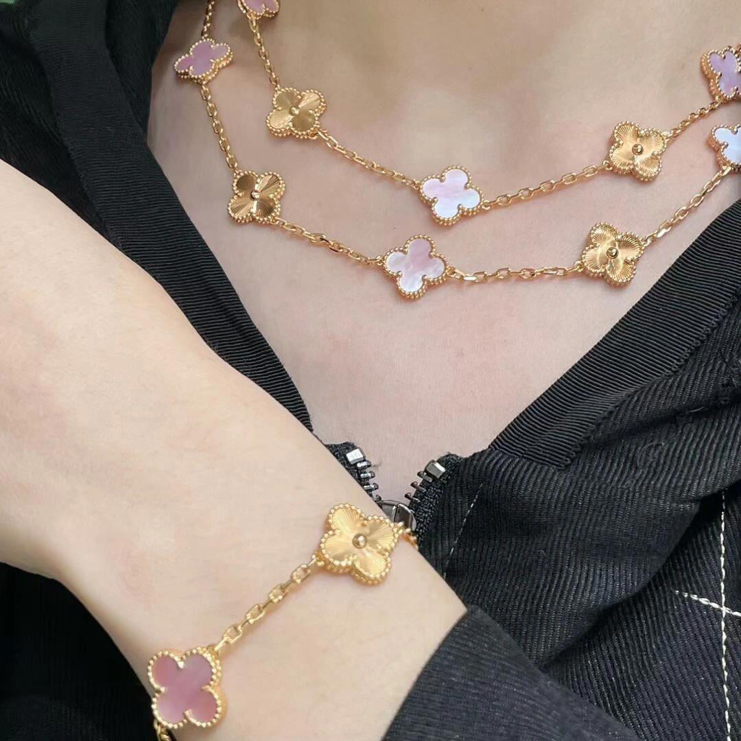 [VA]CLOVER 20 MOTIVE LASER PINK PERLMUTT HALSKETTE